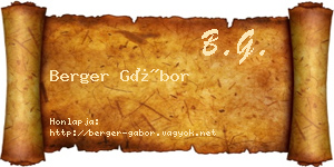 Berger Gábor névjegykártya