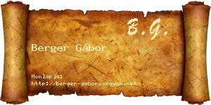 Berger Gábor névjegykártya
